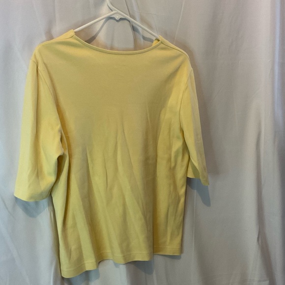 Blair women’s scallop neck pale yellow tshirt w/elbow length sleeves size medium - Picture 5 of 8